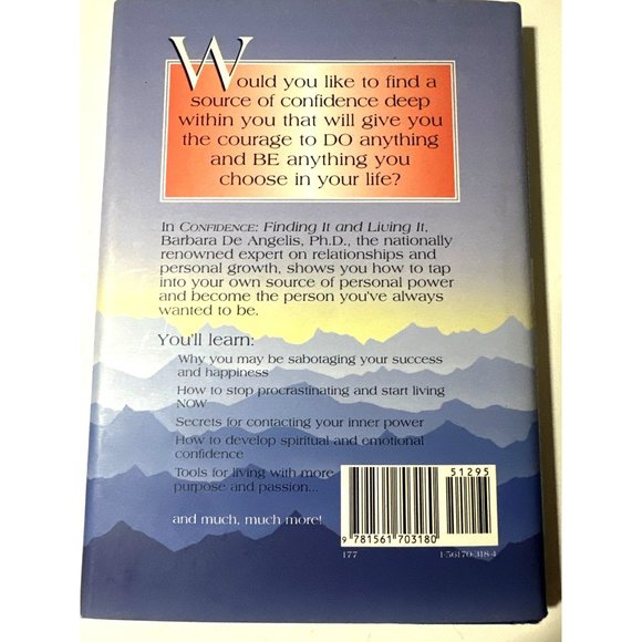 Confidence : Finding It and Living It by Barbara De Angelis Hardcover 1995 - Picture 2 of 6
